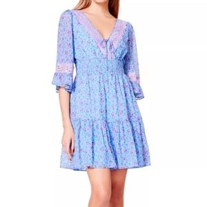 Betsey Johnson Chiffon Constract Lace Fit & Flare